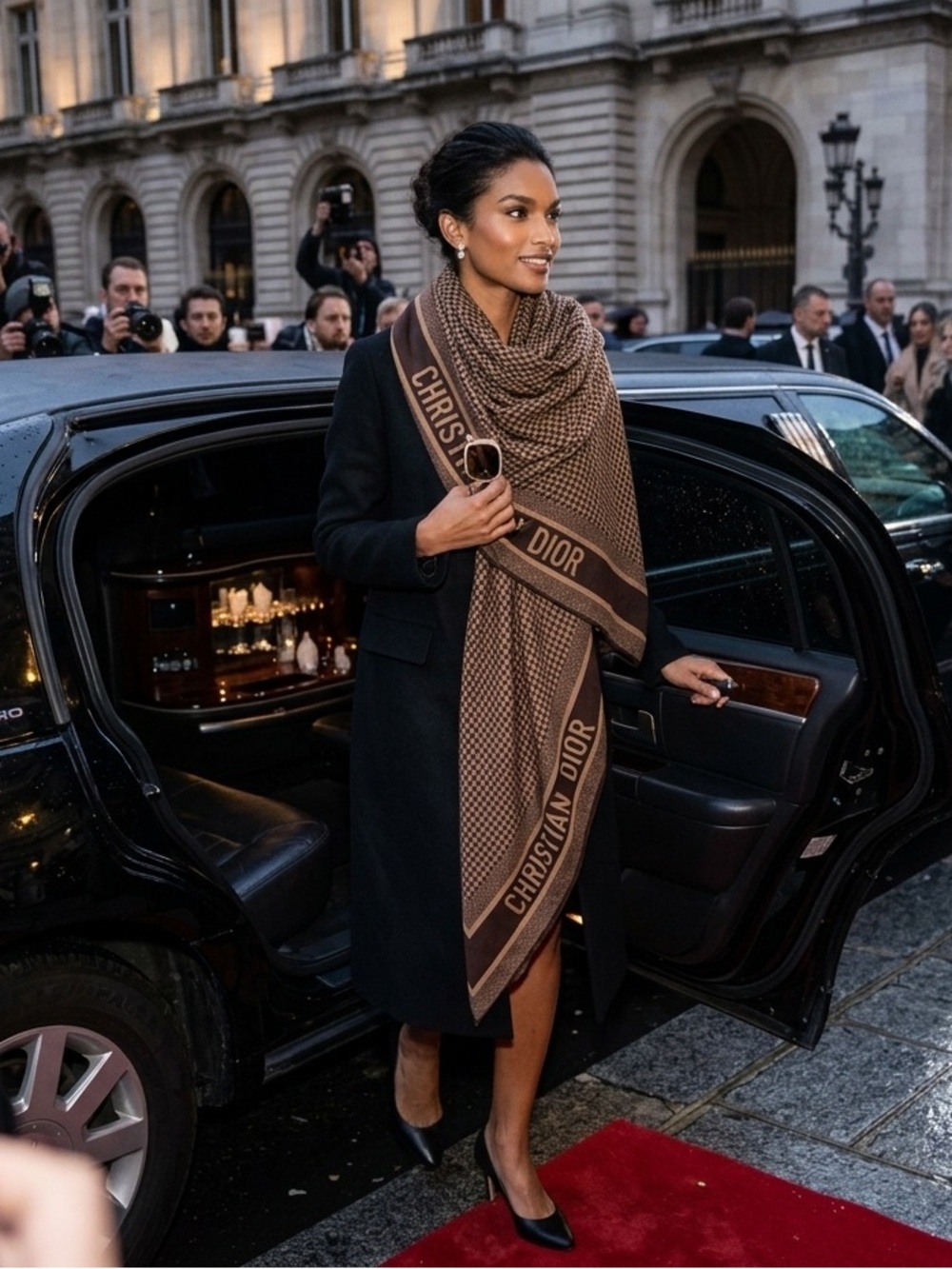 Dior Brown Logo Wool-Blend Wrap Scarf